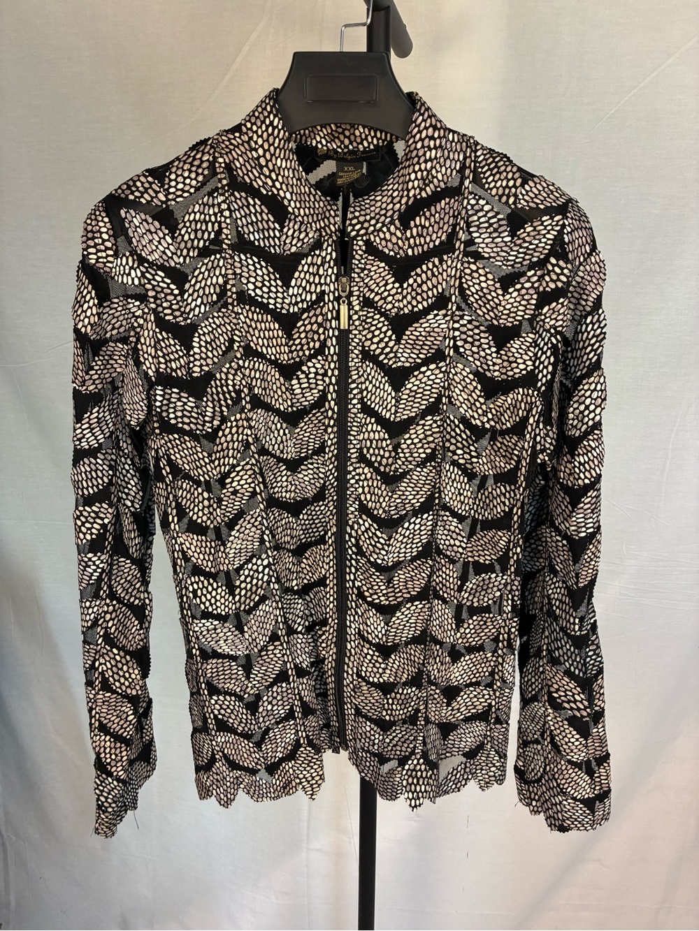 Belgin Francis Classic Leaf Cutout Iridescent Leather Jacket XXL